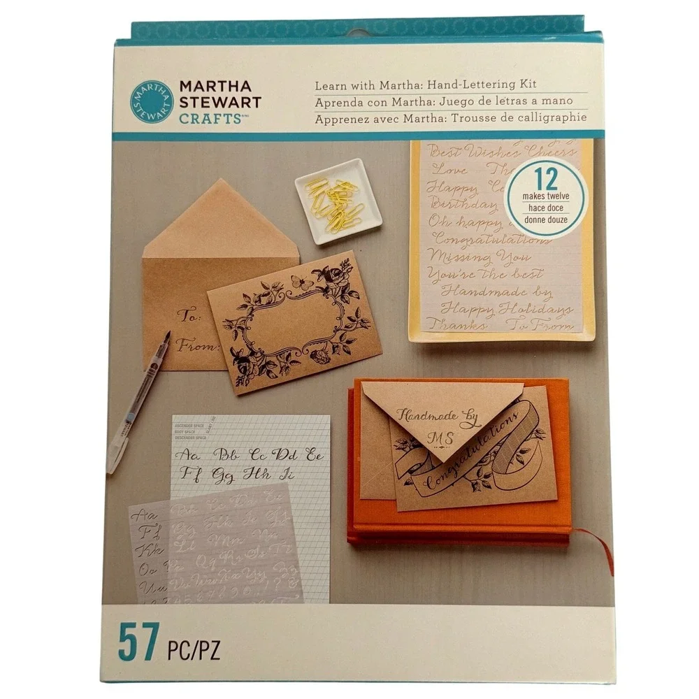 Martha Stewart Crafts Hand-Lettering Kit Calligraphy Stencils Pens 57pc New 2015